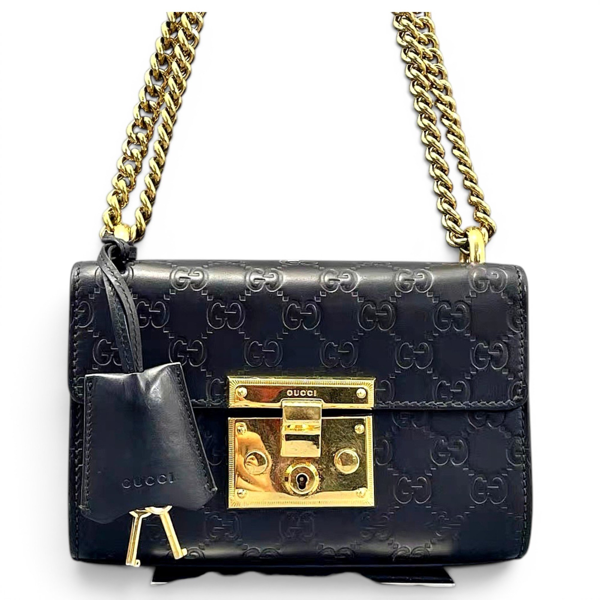 Padlock leather handbag