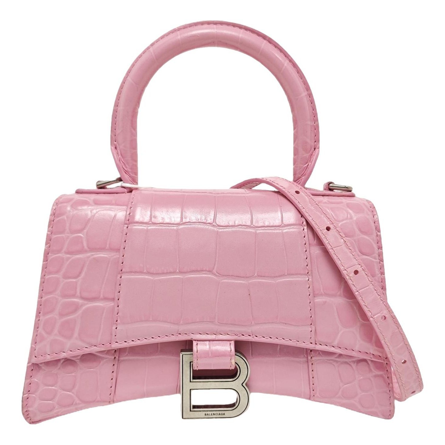 Hourglass leather handbag