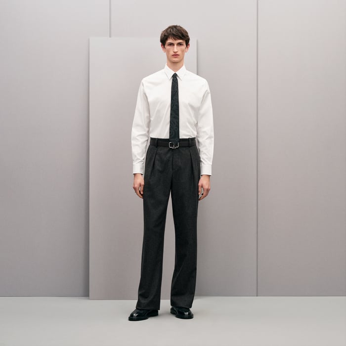 Blanc Fitted Shirt With Faubourg Collar