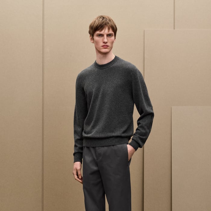 Anthracite "Maillon Chaine d'Ancre" Crewneck Cashmere Sweater