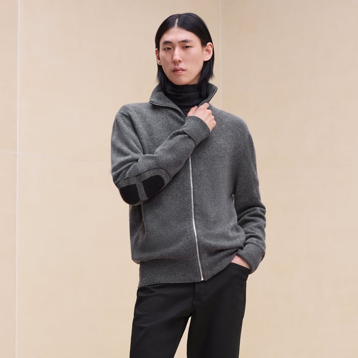 Anthracite Cashmere "Maillon Chaine d'Ancre" Full-zip Jacket