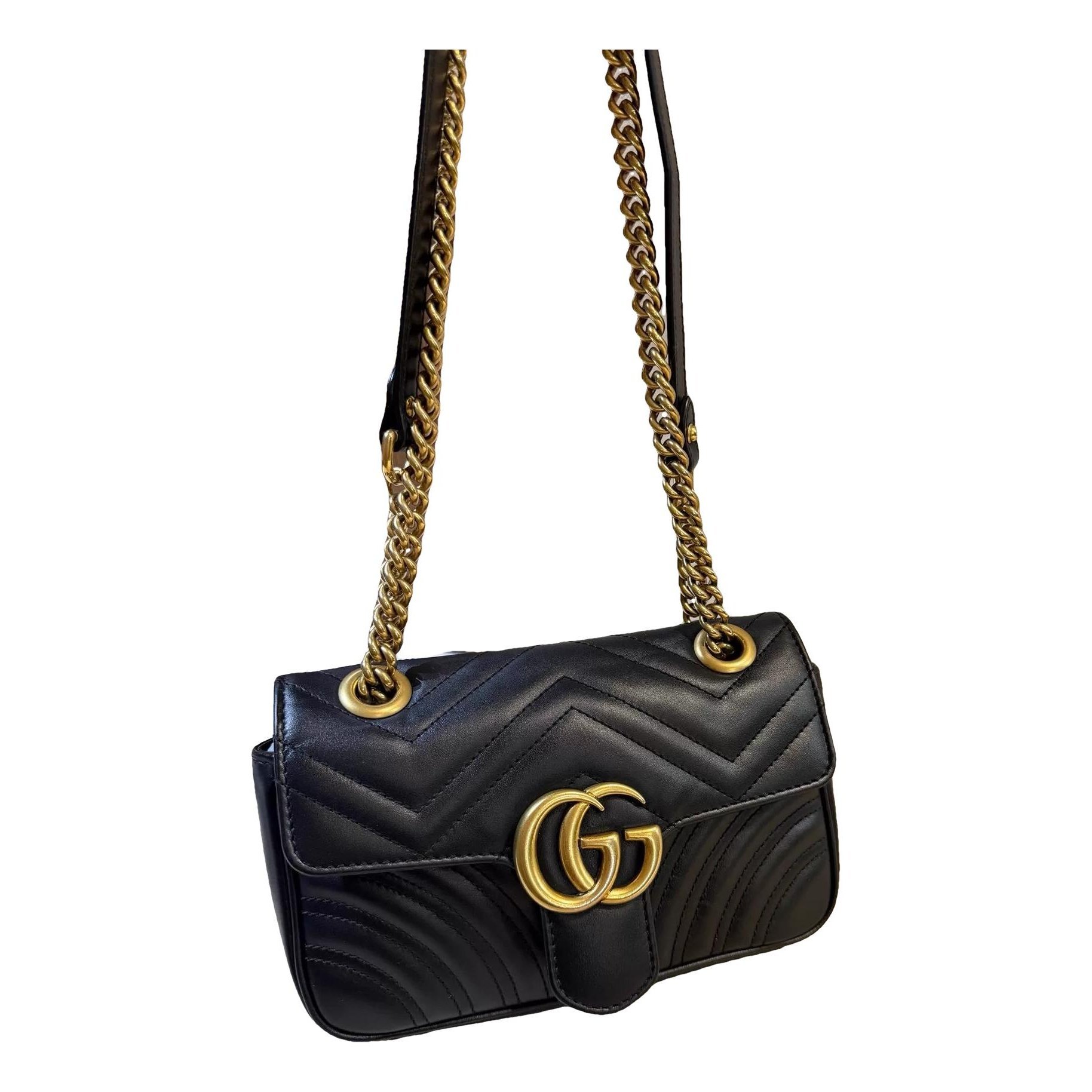 Pearly GG Marmont Flap leather handbag