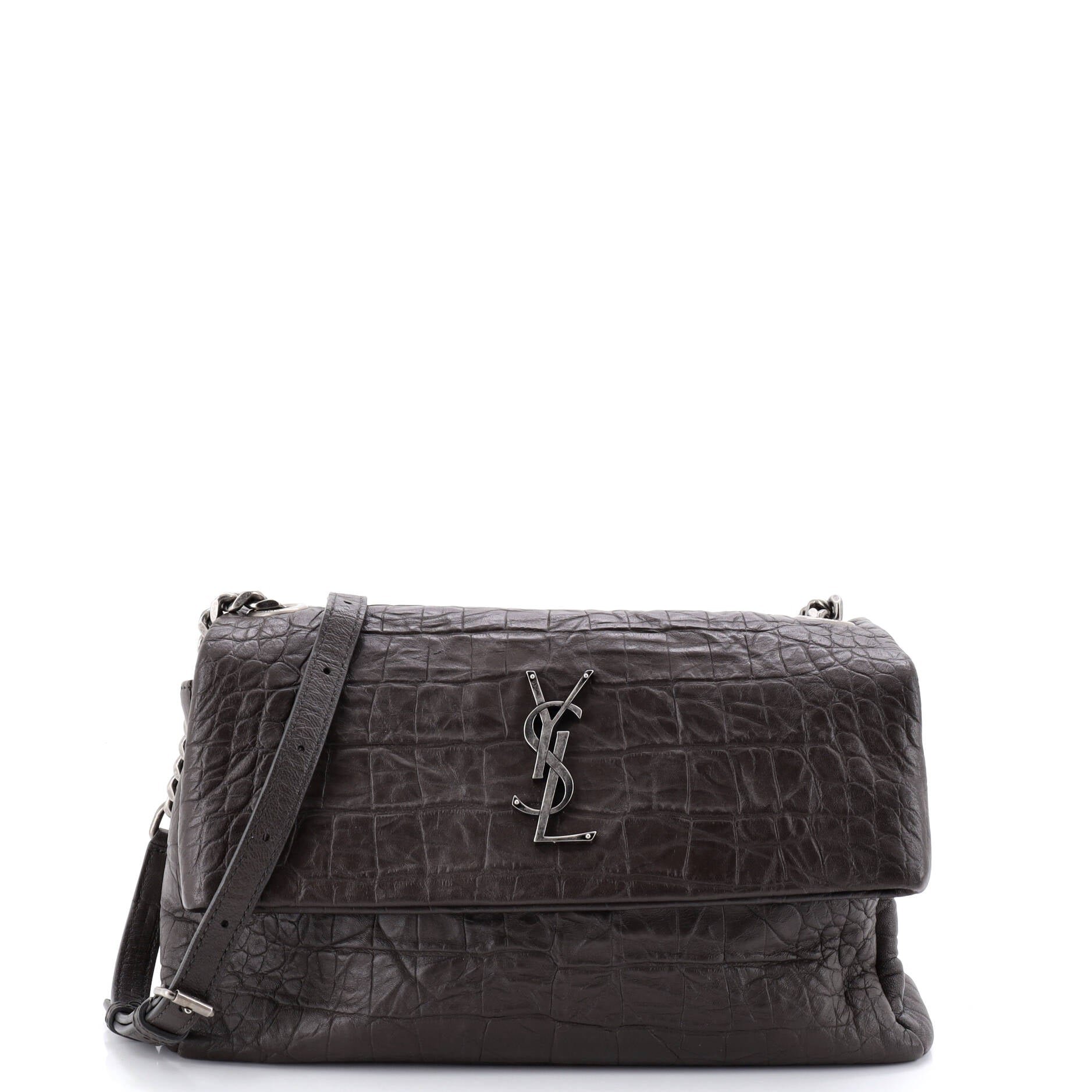 West Hollywood Shoulder Bag Crocodile Embossed Leather Medium