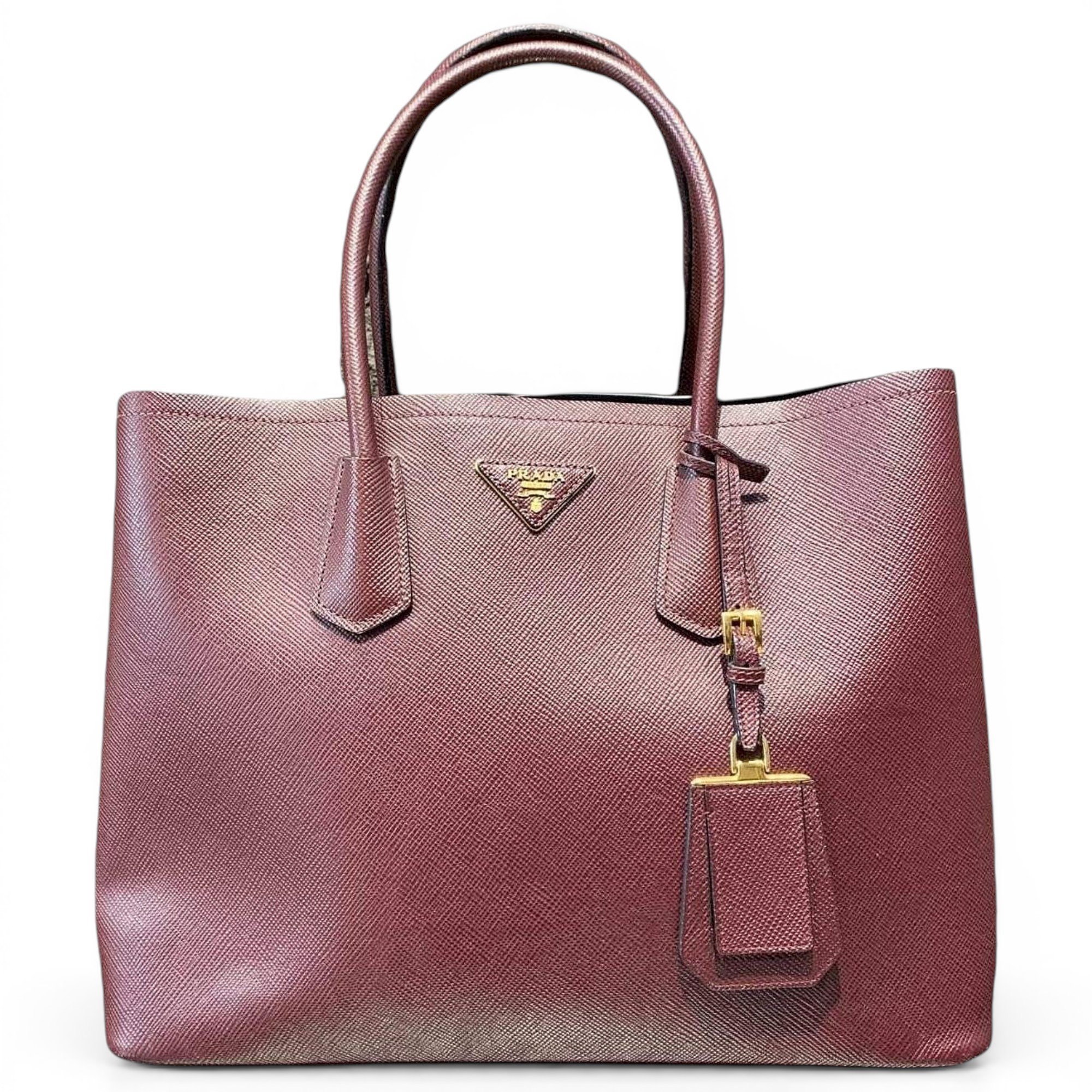 Double leather handbag