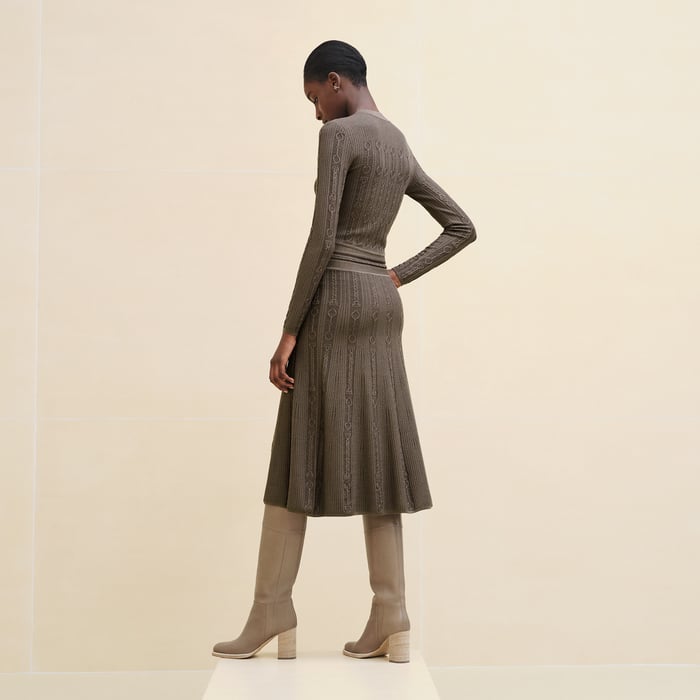 Marron Tarn Buttoned Tailored Long Dress