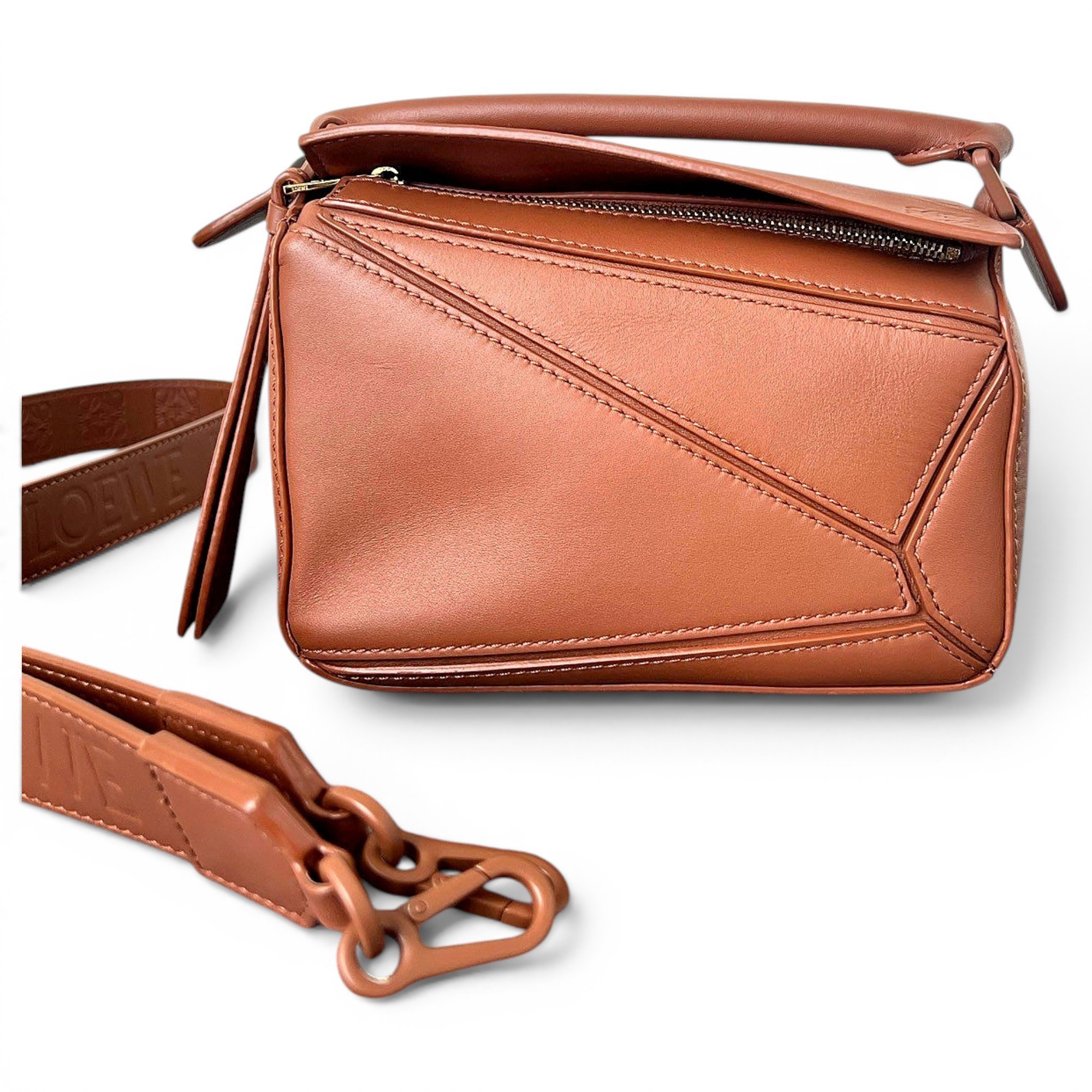 Puzzle leather handbag