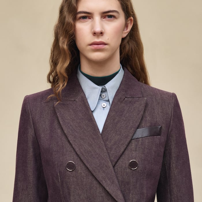 Marron Auburn Mixed Leather Suit Jacket
