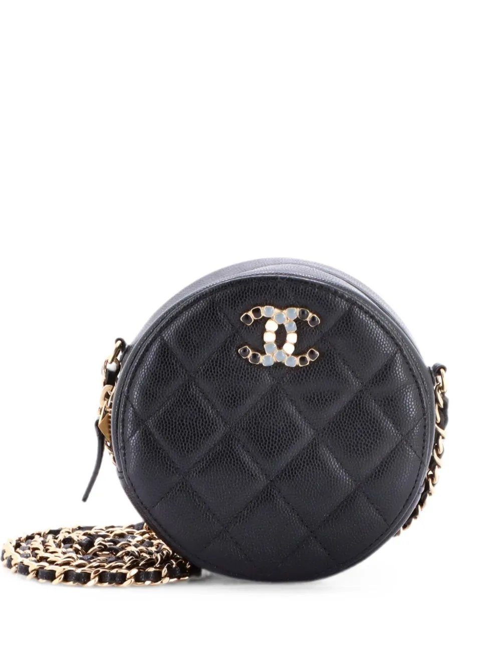 Coco Candy Round with Chain Quilted Caviar clutch bag