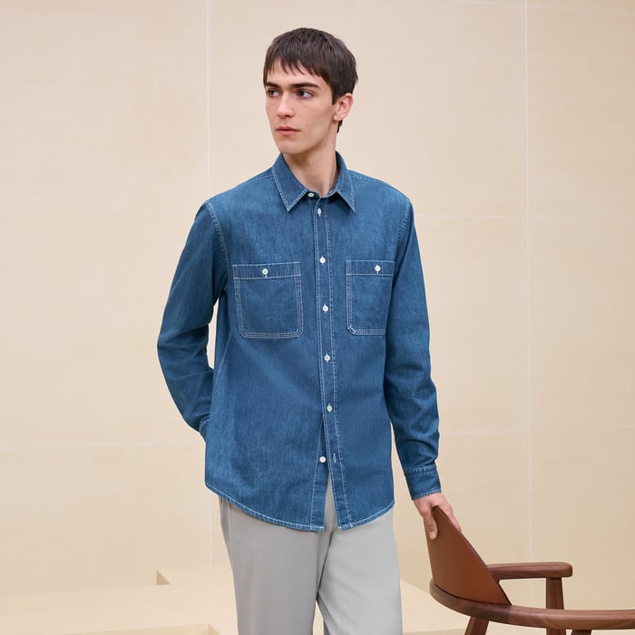 "H" sporty fit embroidered shirt