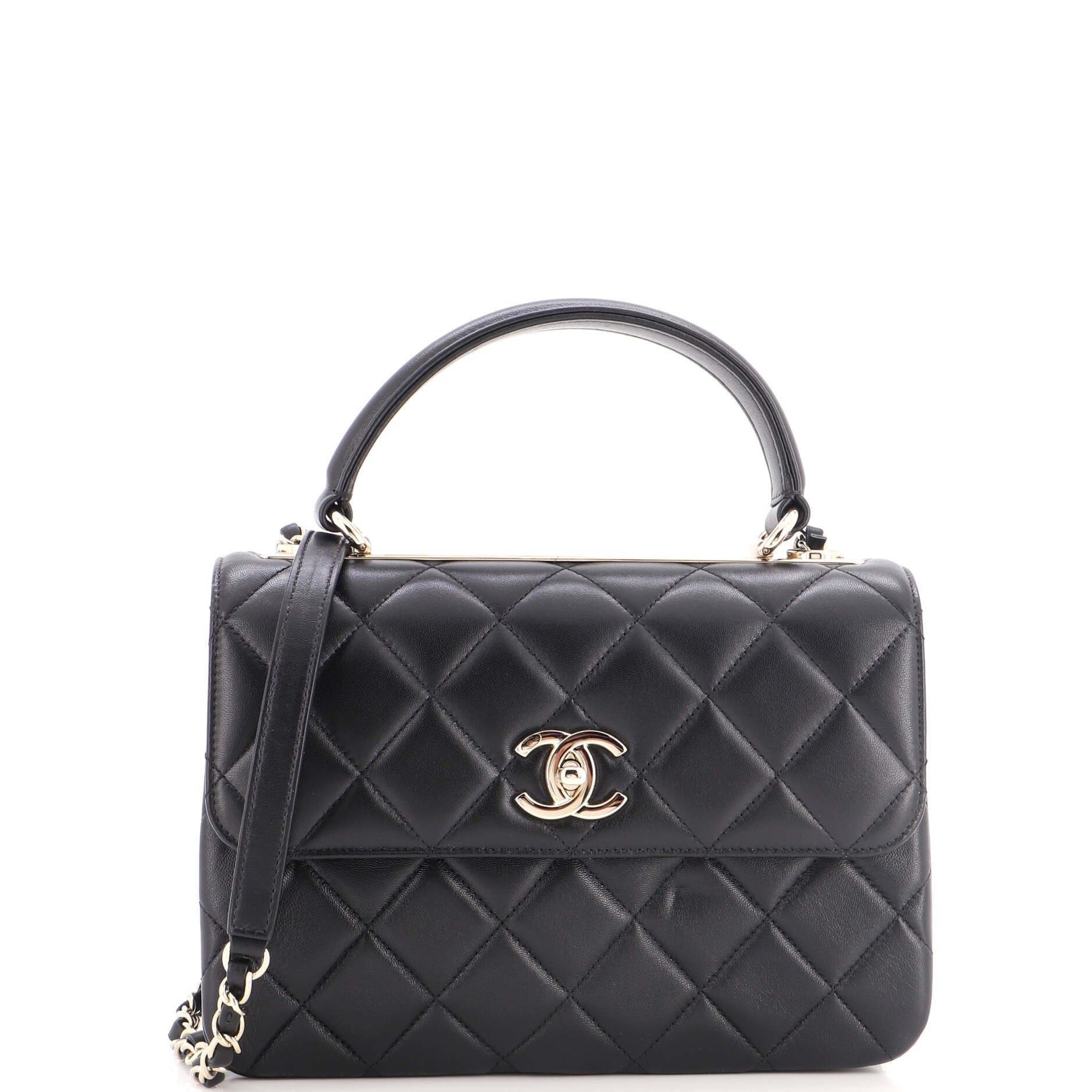 Trendy CC Top Handle Bag Quilted Lambskin Small