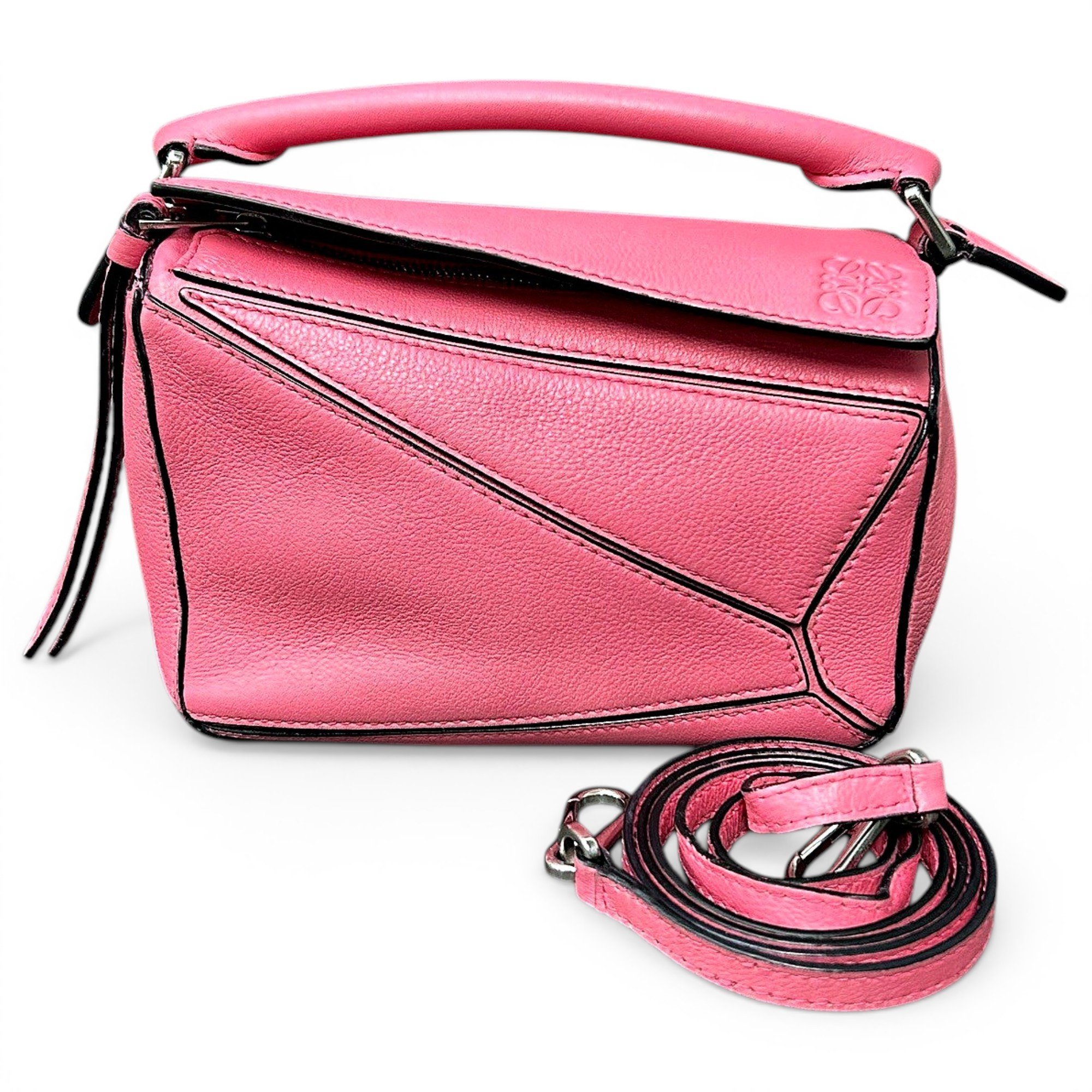 Puzzle leather handbag