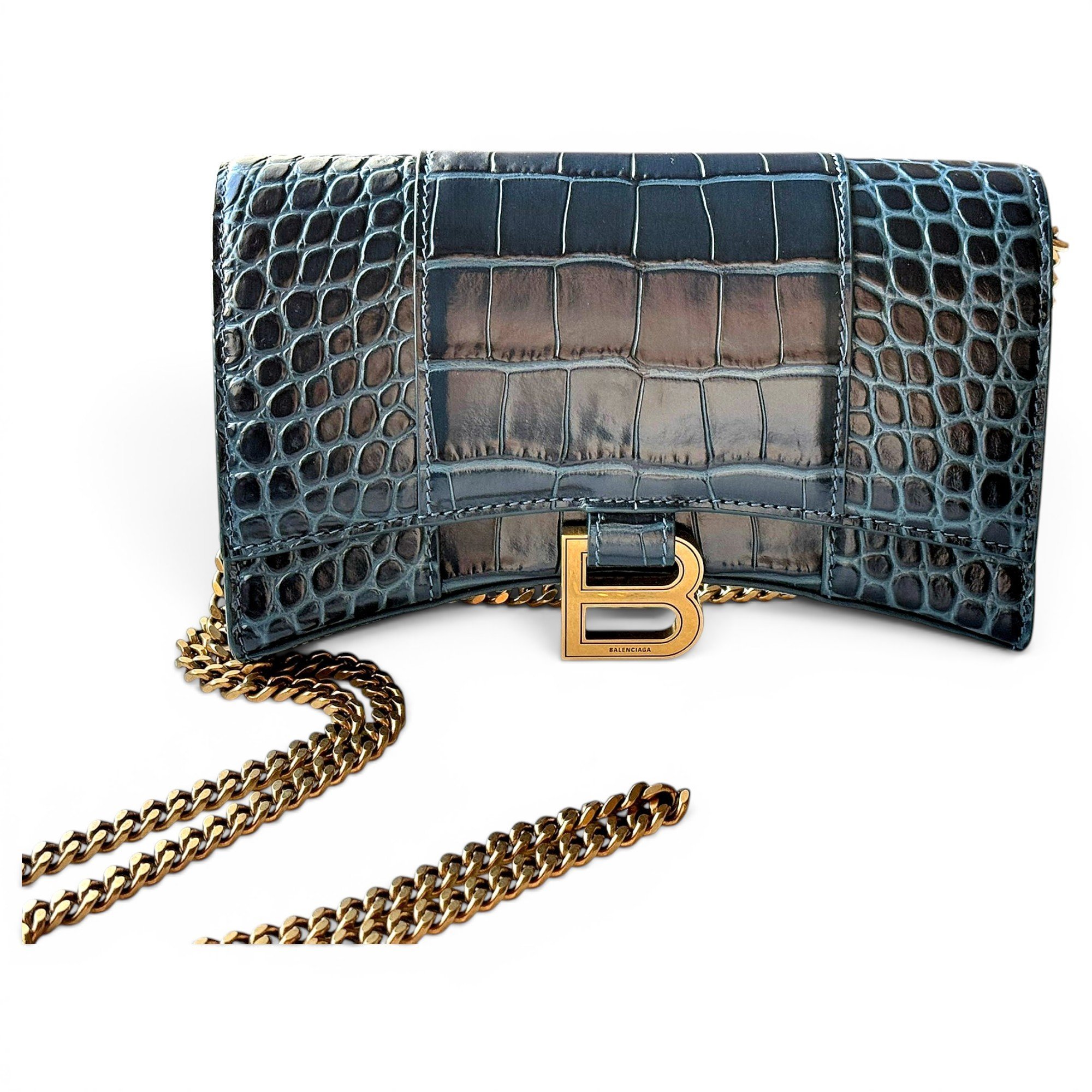 Hourglass leather handbag