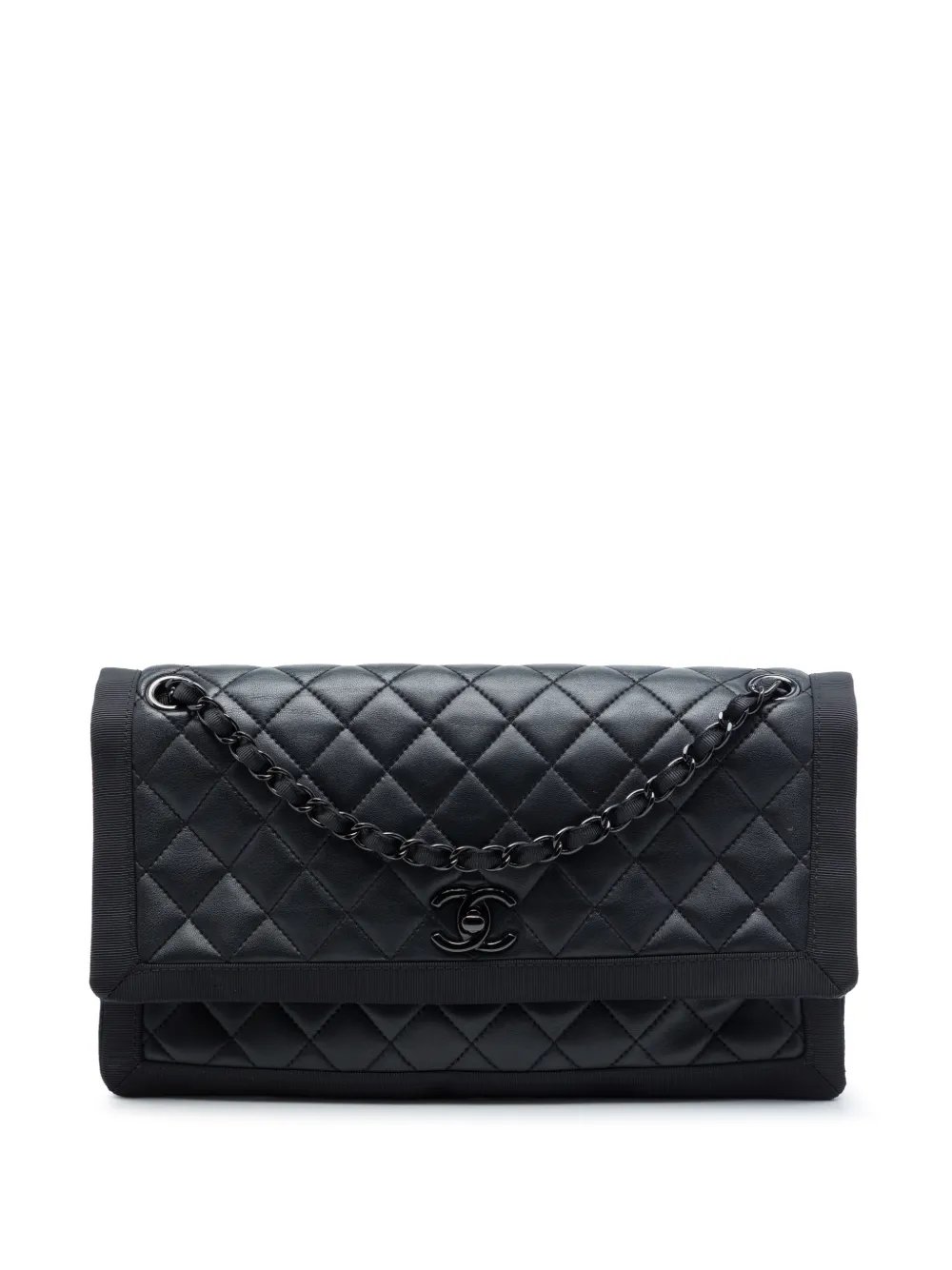 2015-2016 CC Quilted Lambskin and Grosgrain So Black Flap shoulder bag
