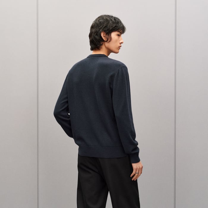 Bleu Nuit "H Bartack" Crewneck Cashmere Sweater