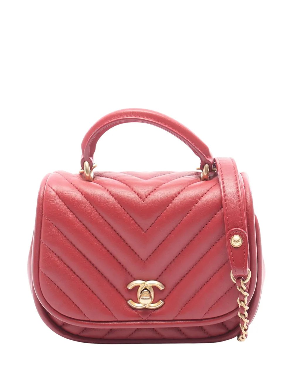 2017-2018 Mini CC Chevron Lambskin Reversed Round Flap satchel