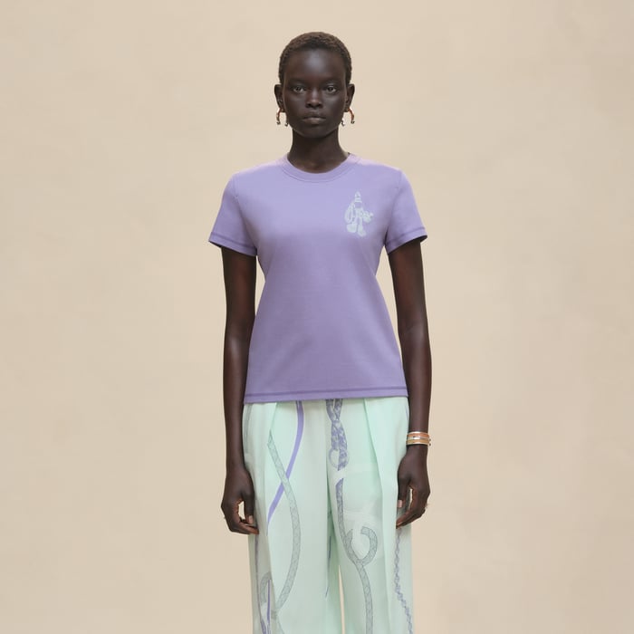Violet Lilas Printed Straight T-shirt