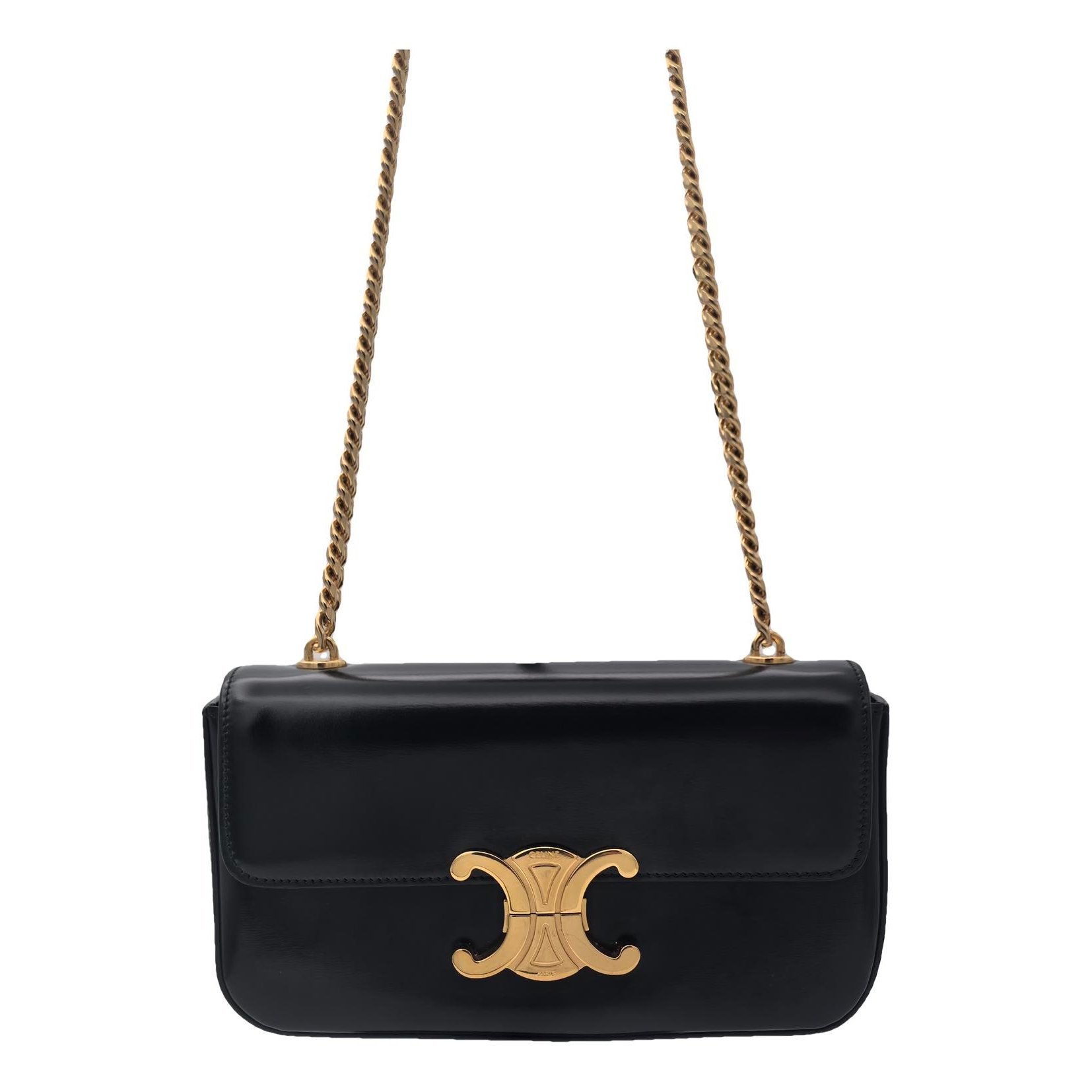 Triomphe chain leather handbag