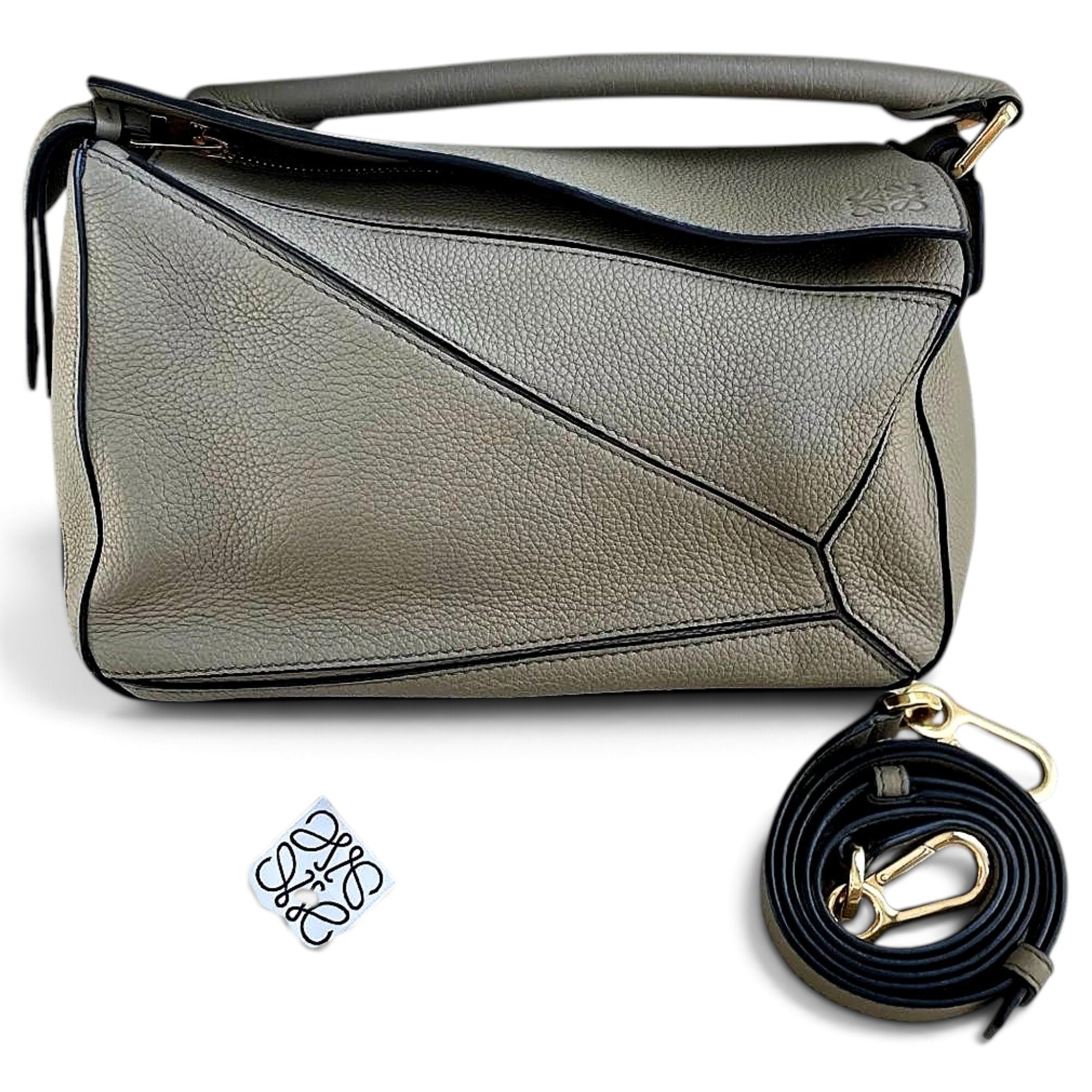 Puzzle leather handbag
