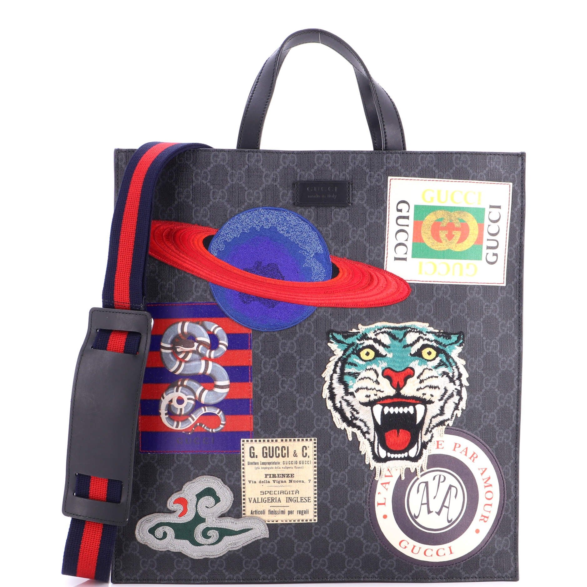 Courrier Convertible Soft Open Tote GG Coated Canvas with Applique North South