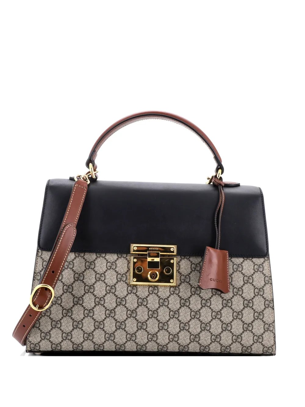 Padlock Top Handle Bag GG Coated Canvas and Leather Medium satchel
