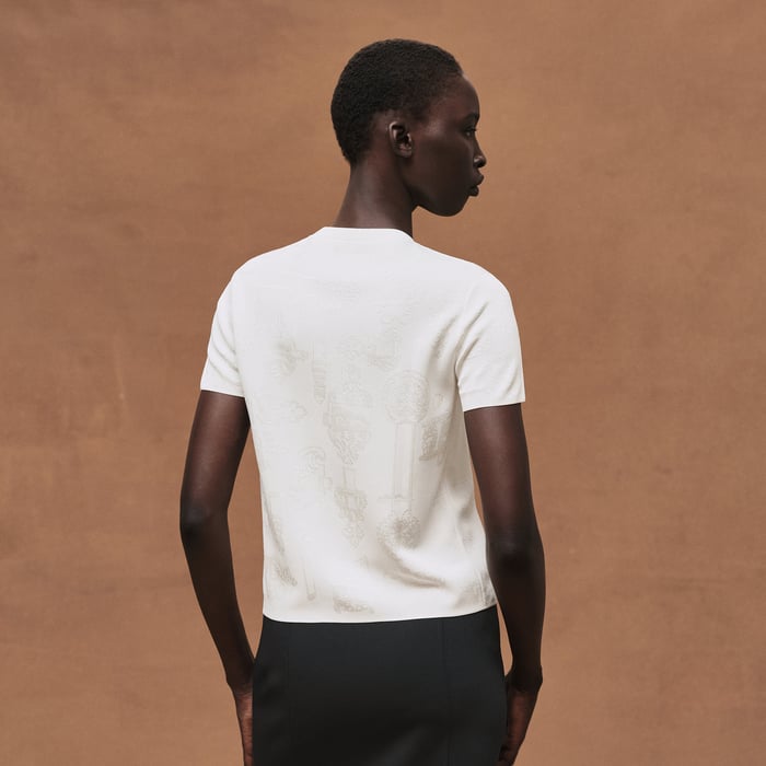 Blanc Nacre "Ferronnerie" Short-sleeve Sweater