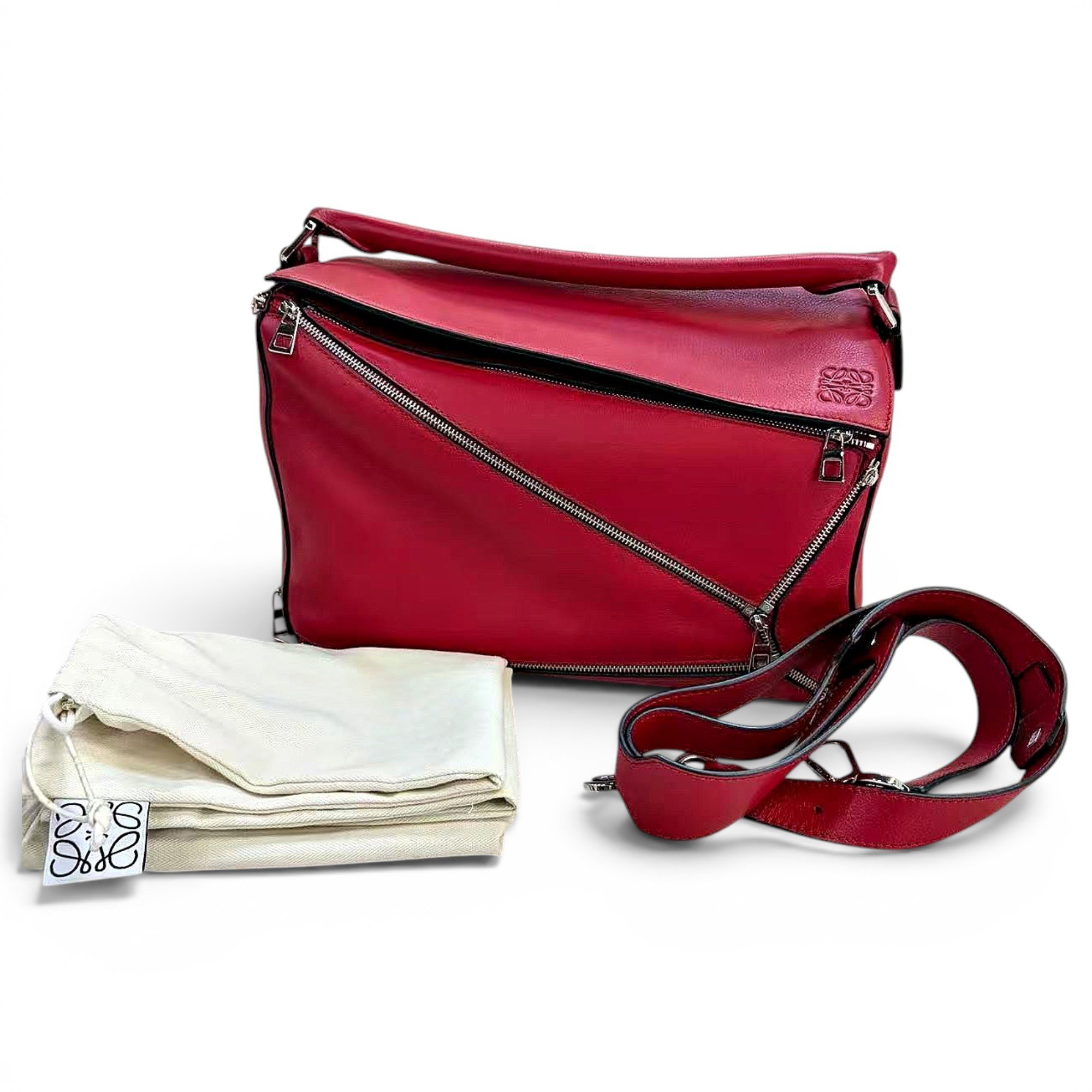 Puzzle leather handbag