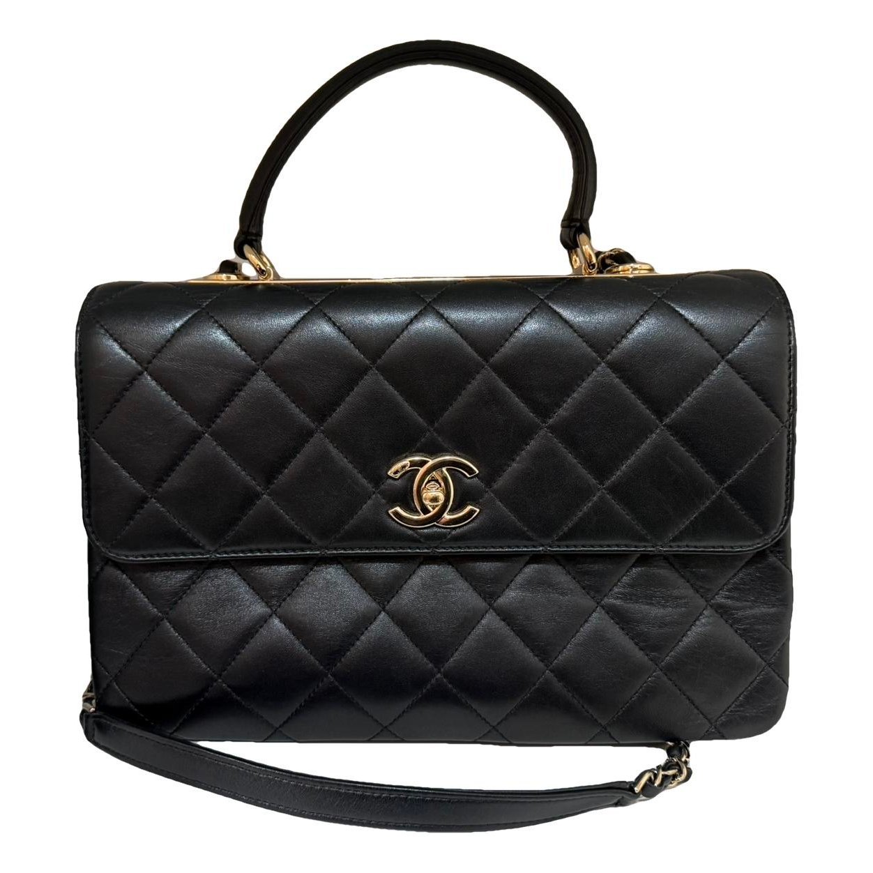 Trendy CC Top Handle leather handbag