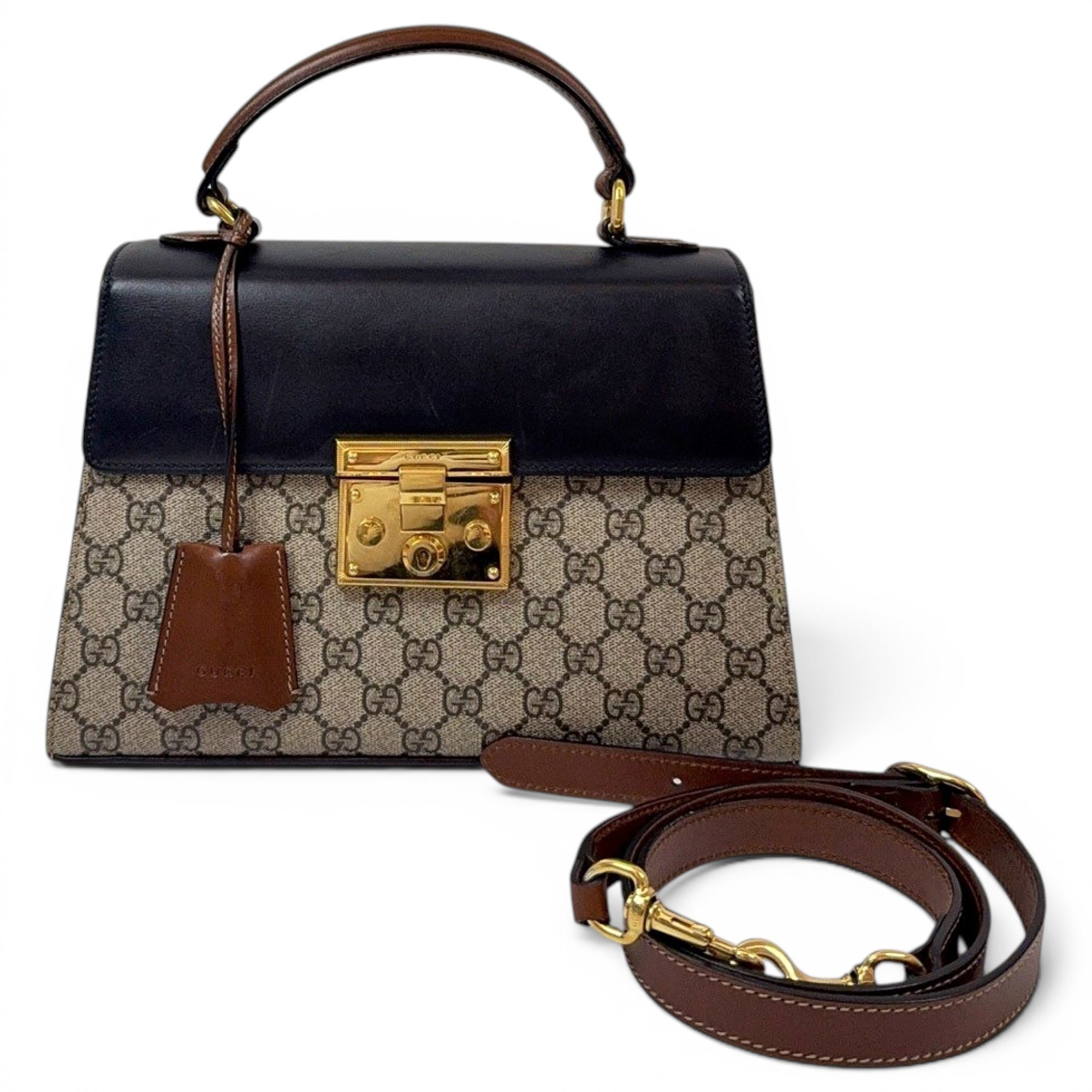 Padlock leather handbag