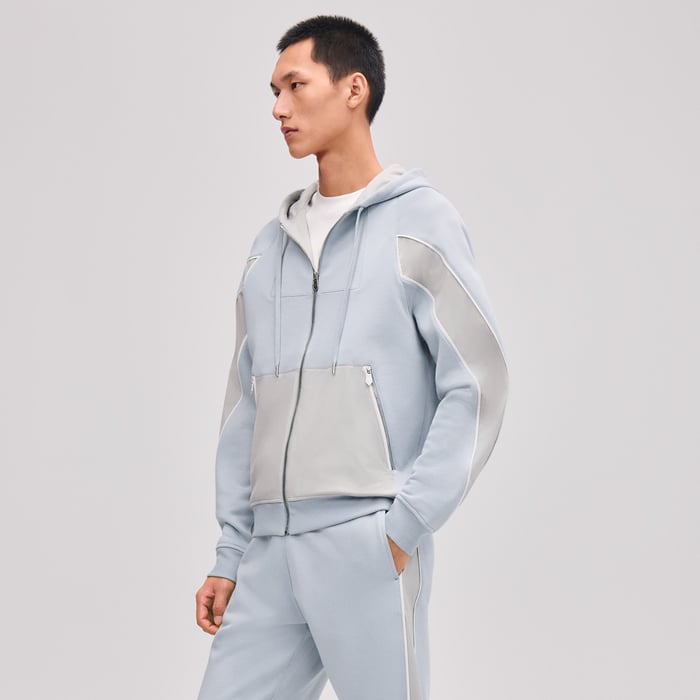 Bleu Glacier Sport Capsule Zipped Hooded Sweater