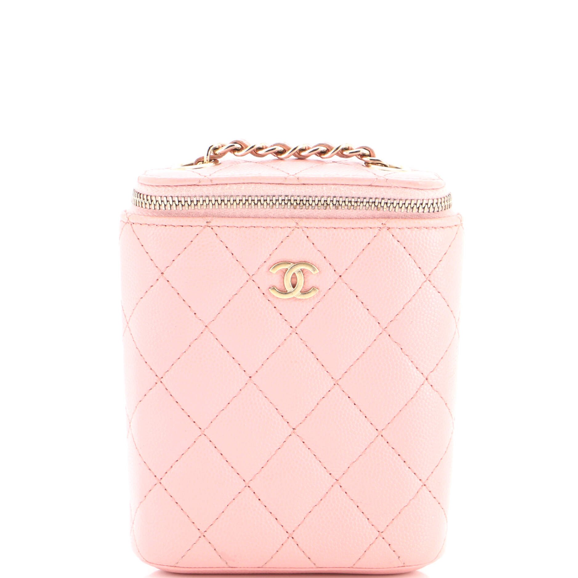Chanel Vertical Classic Vanity Case with Chain Quilted Caviar Small