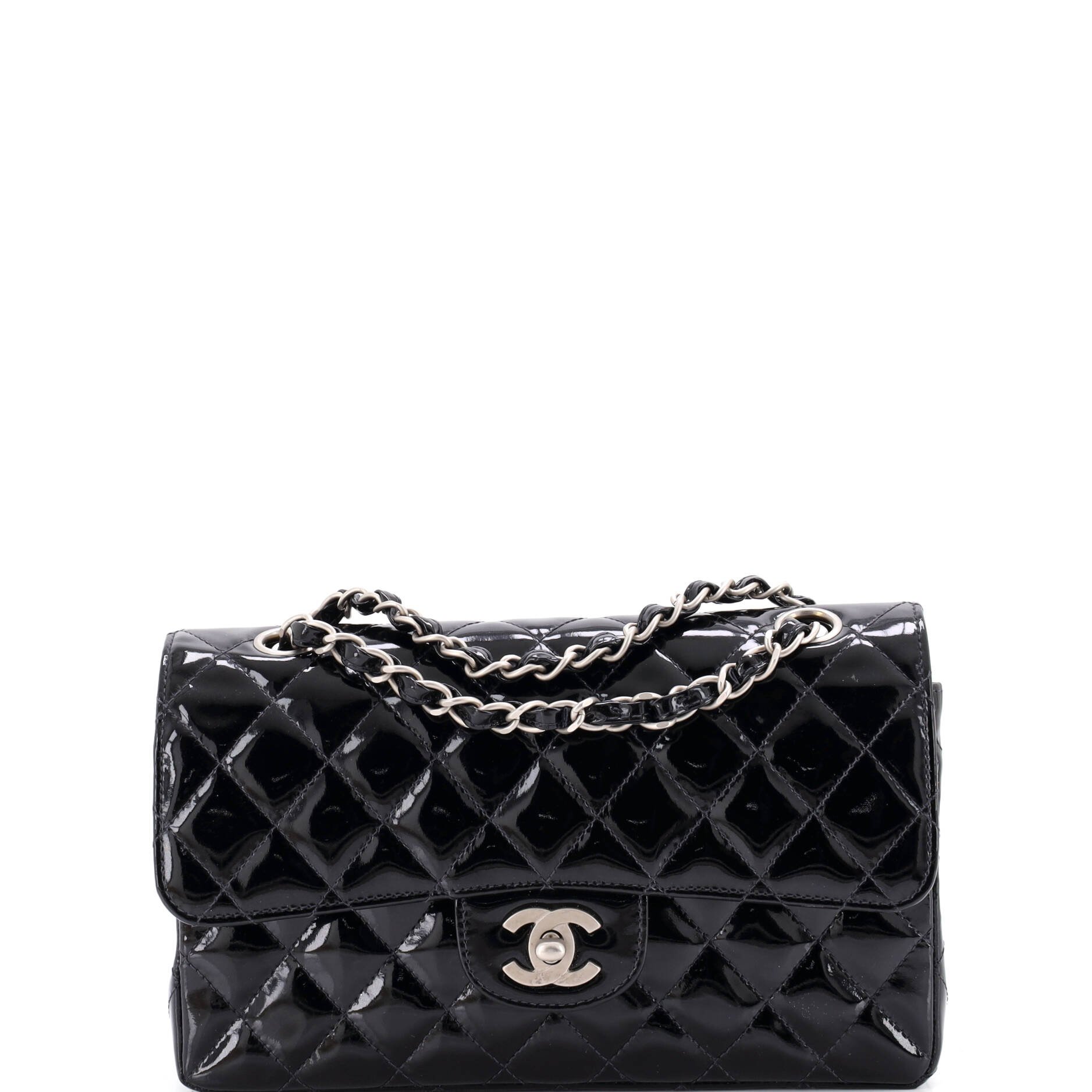 Vintage Classic Double Flap Bag Quilted Patent Small
