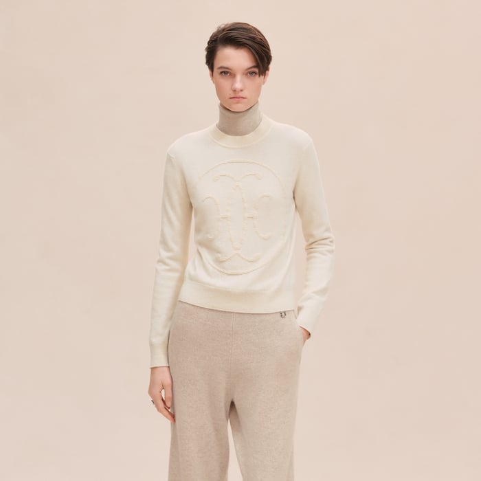 Blanc Naturel Cashmere "H Lift" Long-sleeve Sweater