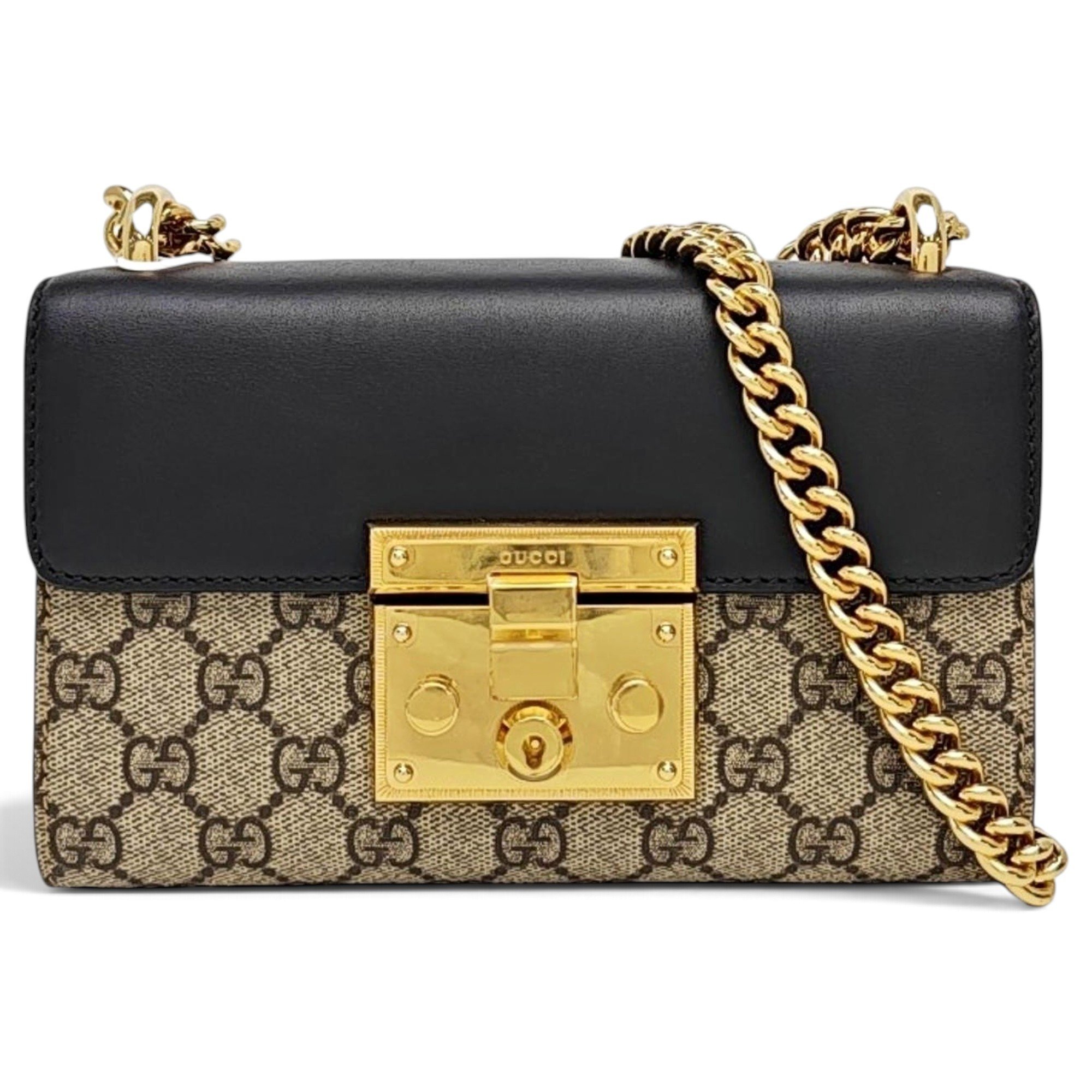 Padlock leather handbag