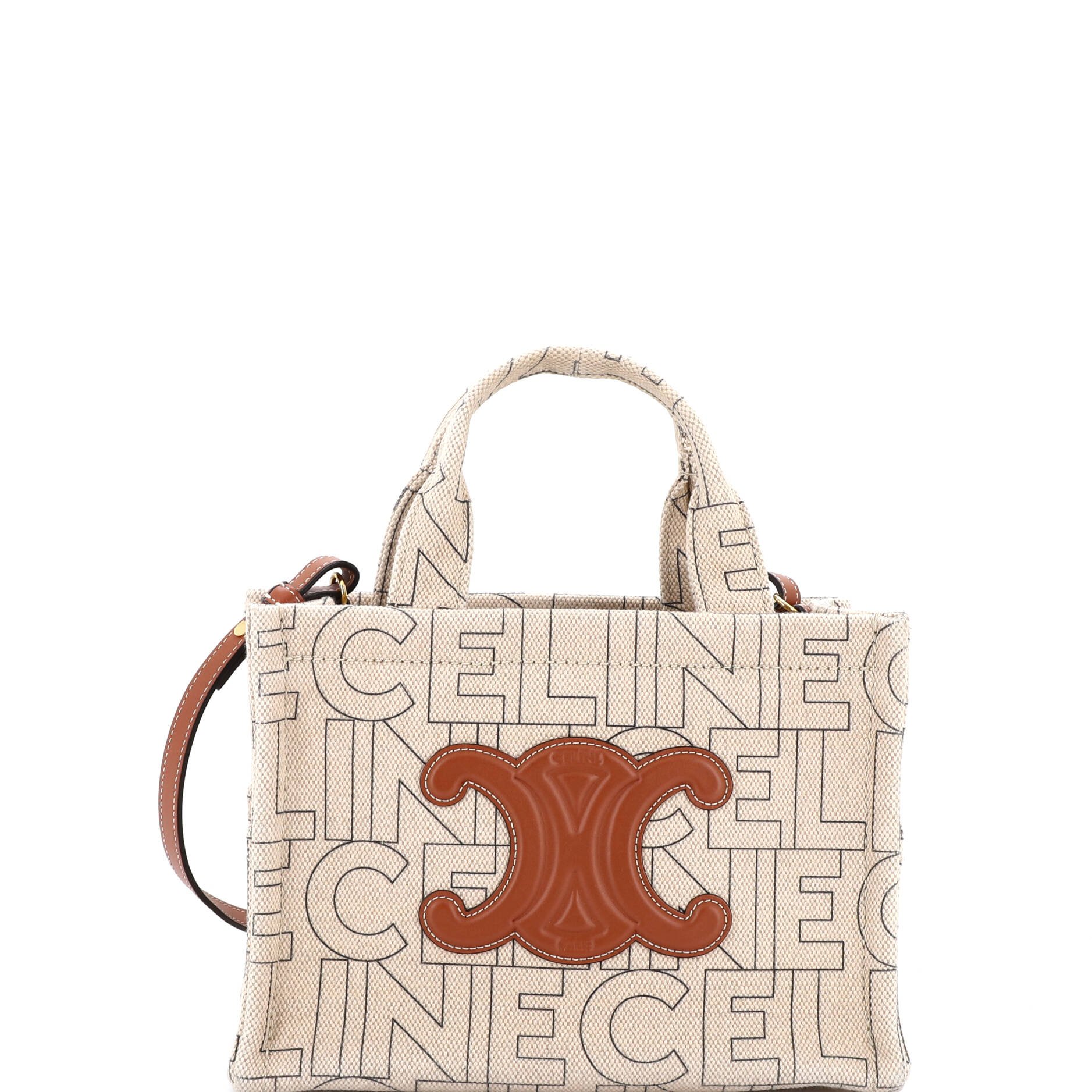 Celine Cabas Thais Tote Triomphe Printed Canvas Small