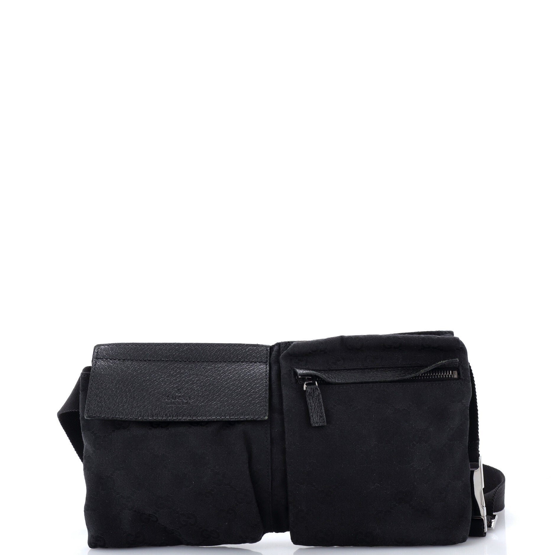 Vintage Double Belt Bag GG Canvas with Leather Small