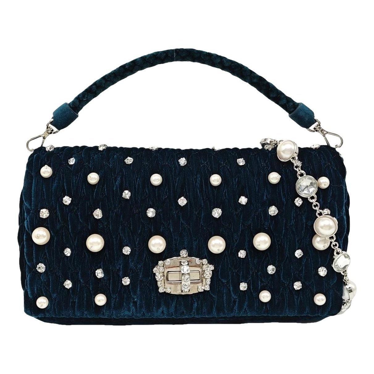 Miu Crystal cloth handbag