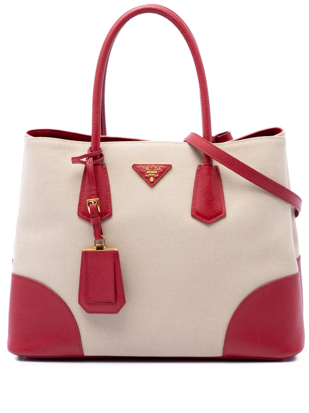 2010-2026 Large Saffiano Trimmed Canapa Double satchel