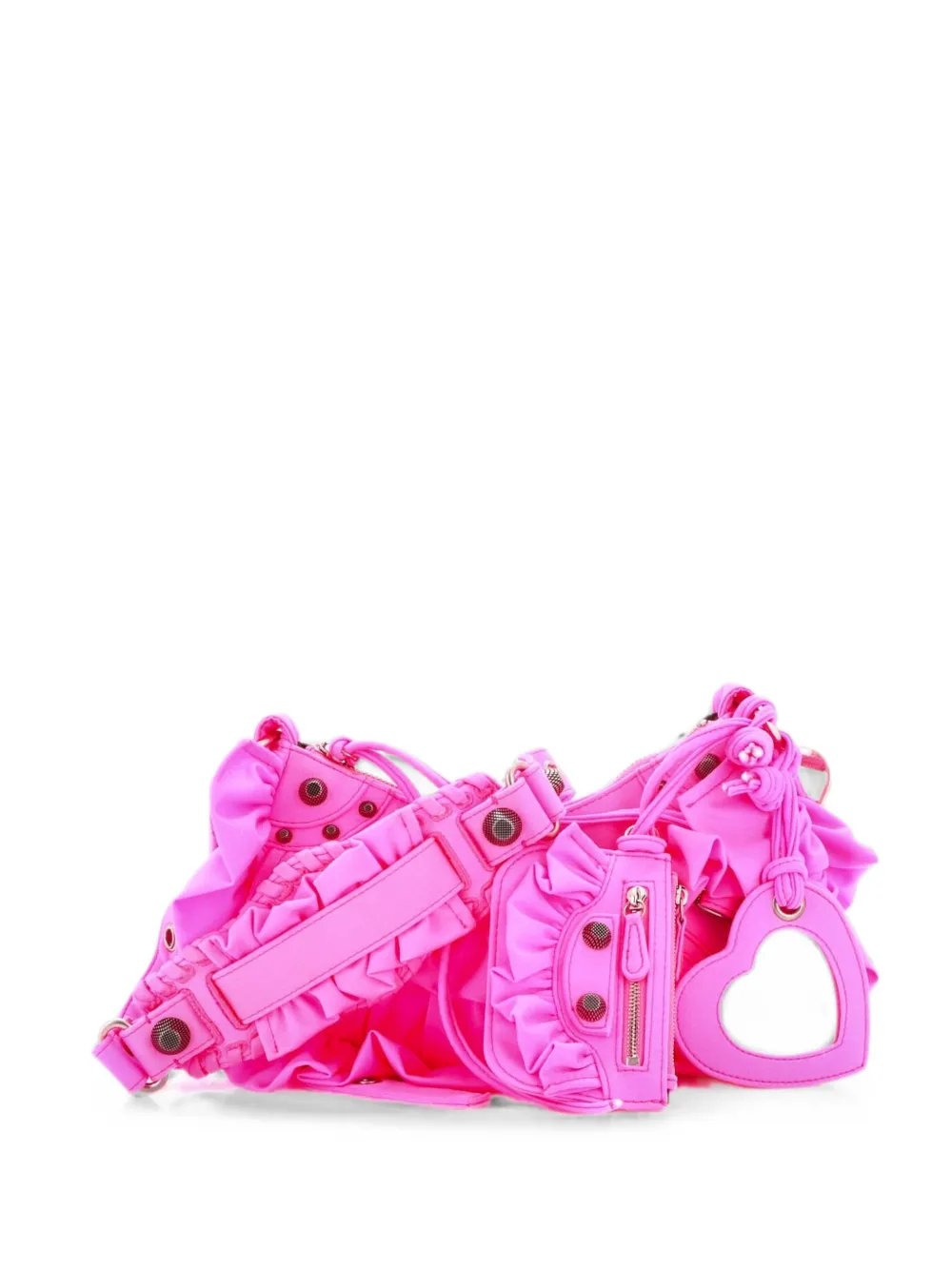 Le Cagole Giant Studs Ruffled Spandex XS shoulder bag