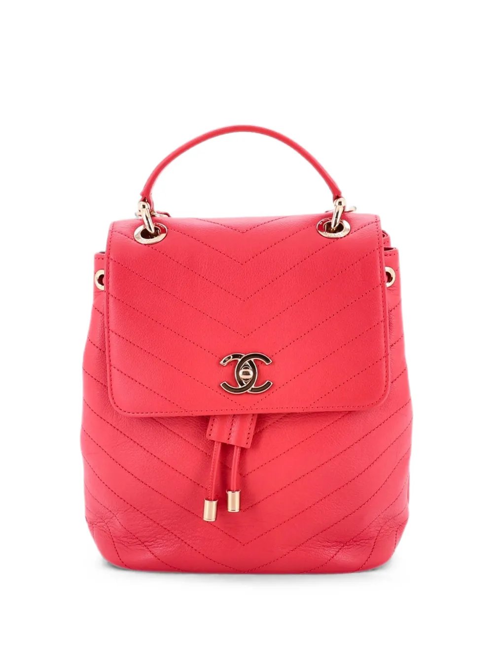 CC Top Handle Flap Chevron Calfskin Medium backpack