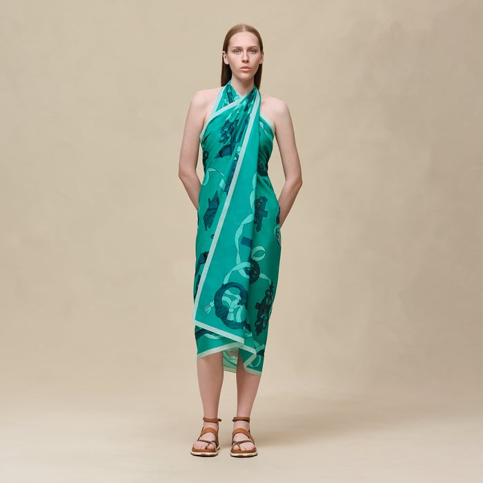 Vert Tourmaline "Ferronnerie Remix" Maxi Pareo