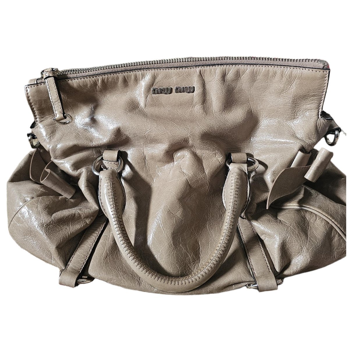 Bow bag leather handbag