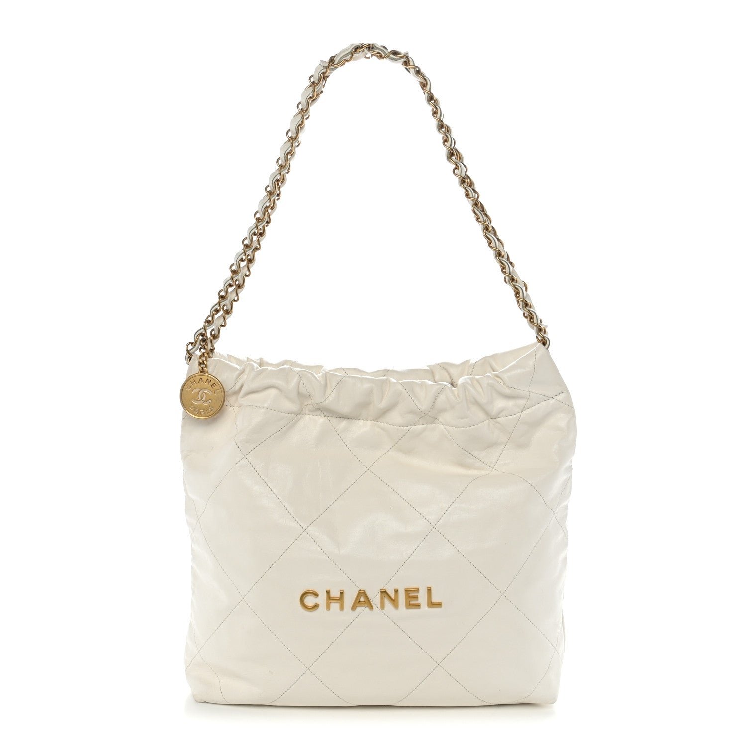 Chanel Shiny Calfskin Quilted Small Chanel 22 White