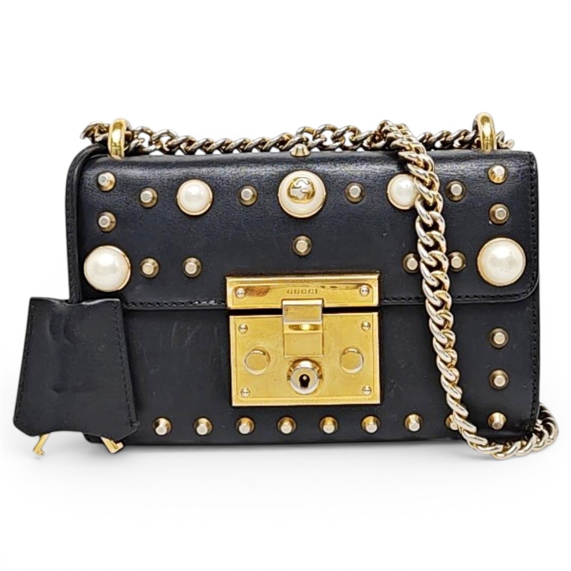 Padlock leather handbag
