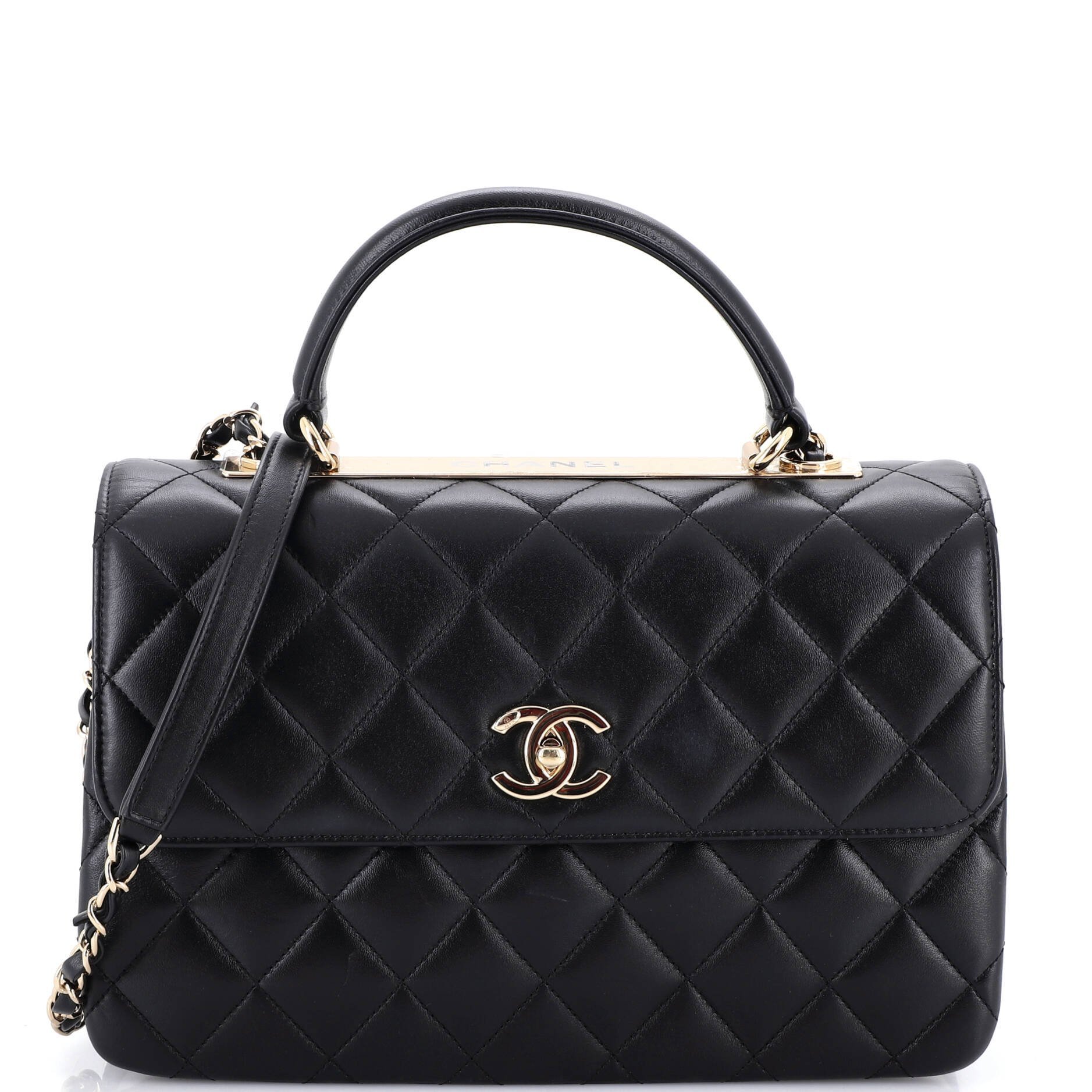 Trendy CC Top Handle leather handbag