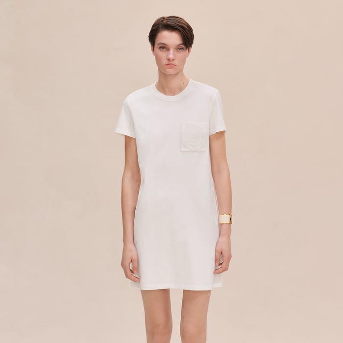 Blanc Embroidered Pocket Dress