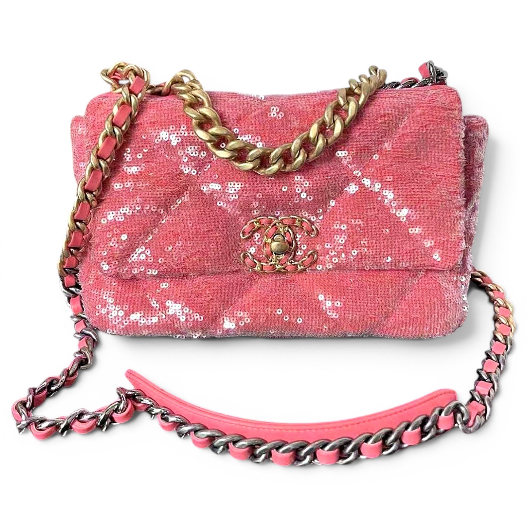Chanel 19 glitter handbag