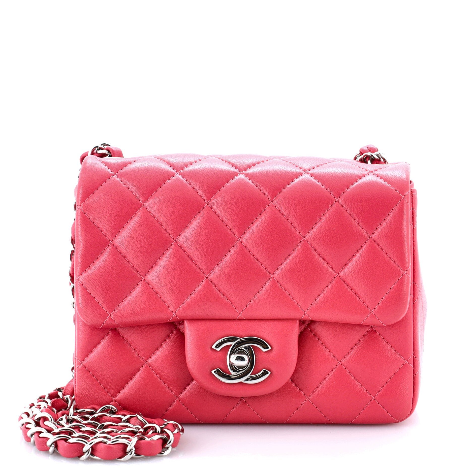 Square Classic Single Flap Bag Quilted Lambskin Mini