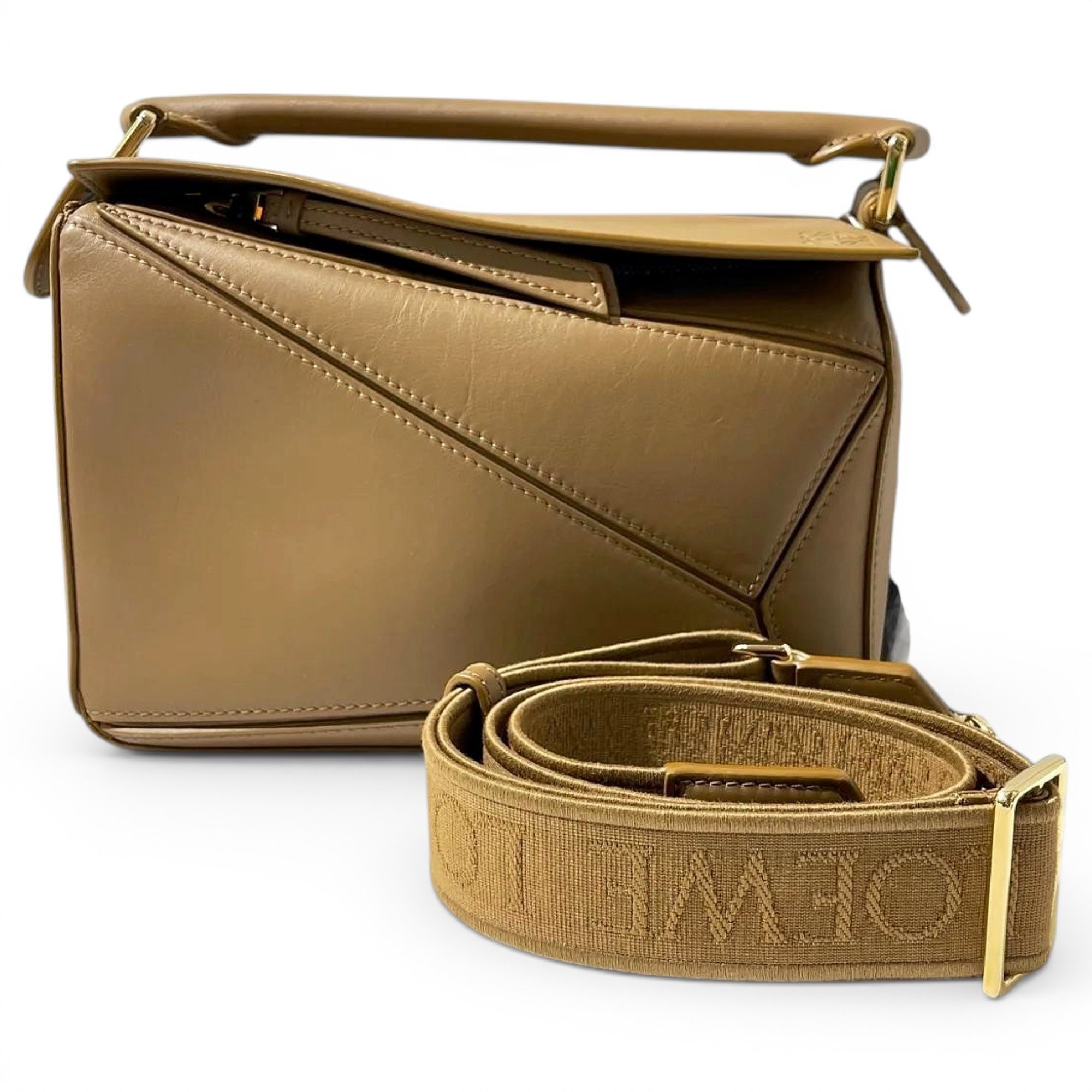 Puzzle leather crossbody bag