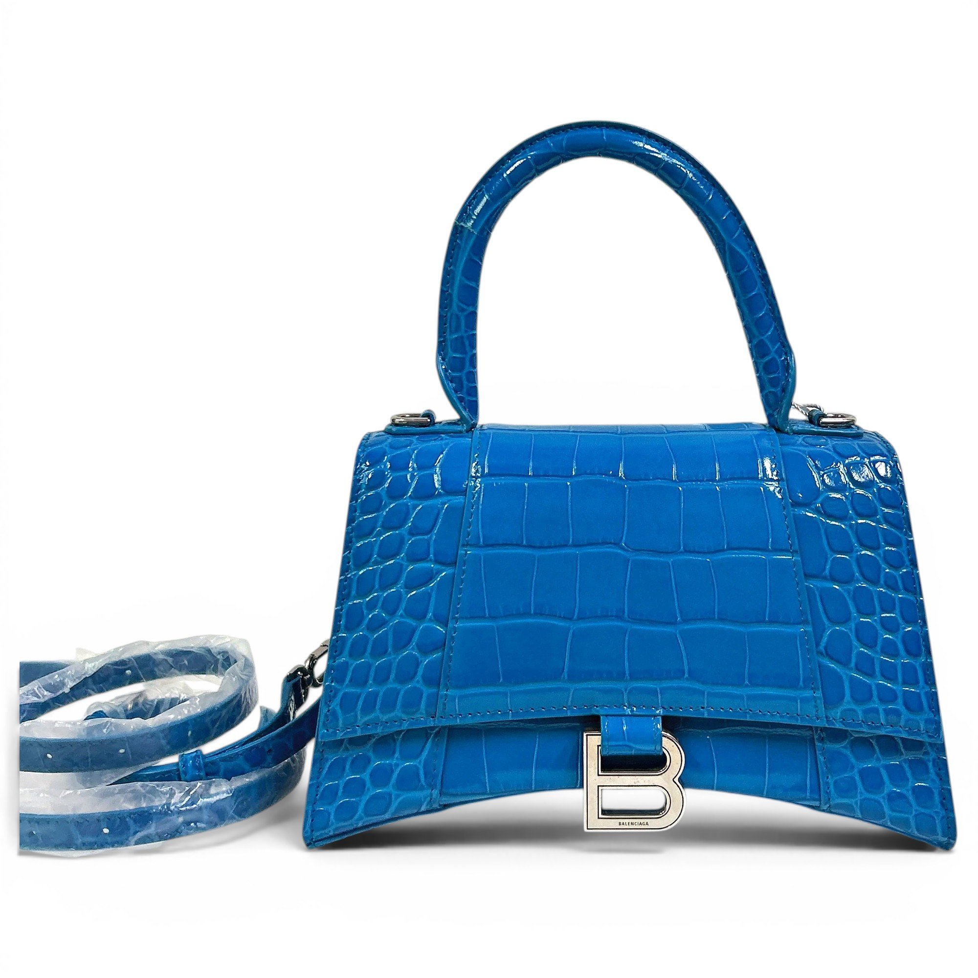 Hourglass leather handbag