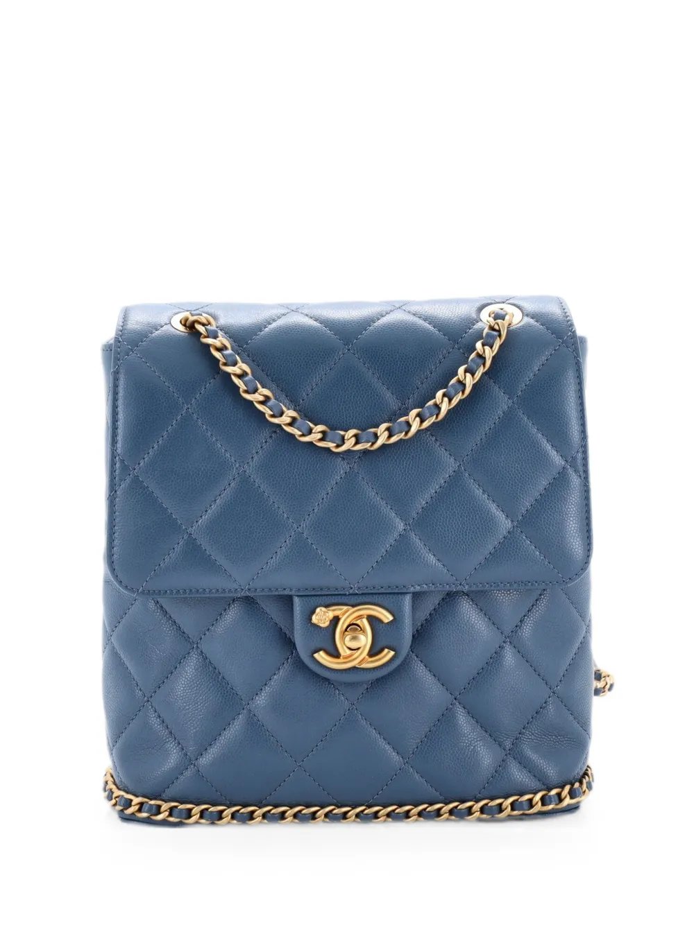 CC Chain Flap Quilted Caviar backpack
